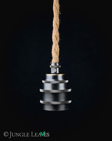 E27 Metallgehäuse mit Keramikfassung mit Kabel und Stecker (2 Meter, Hanfseil)